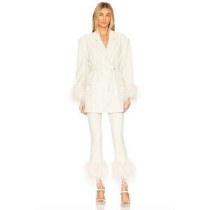 Lamarque Pagetta Faux Leather Cropped Flare Pants Bone Womens Size Large